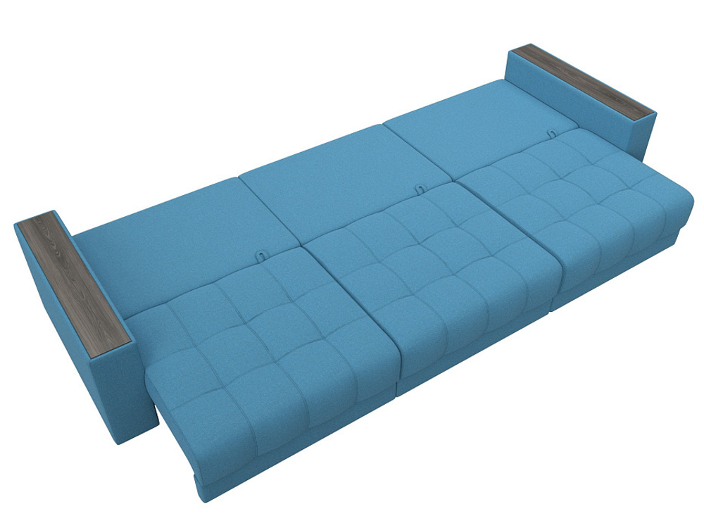 Диван прямой с декором Лига-049 НПБ Лонг, Амур 10 РОГОЖКА голубой