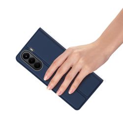 Чехол книжка из кожи синего цвета для OnePlus Nord CE6 Lite и Realme P4x, серия Skin Pro Series от Dux Ducis