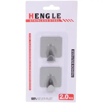 Крючки в наборе 2шт из нержавеющей стали на липкой основе «БАСТОФ», форма квадрат, нагрузка 2кг/3,5см