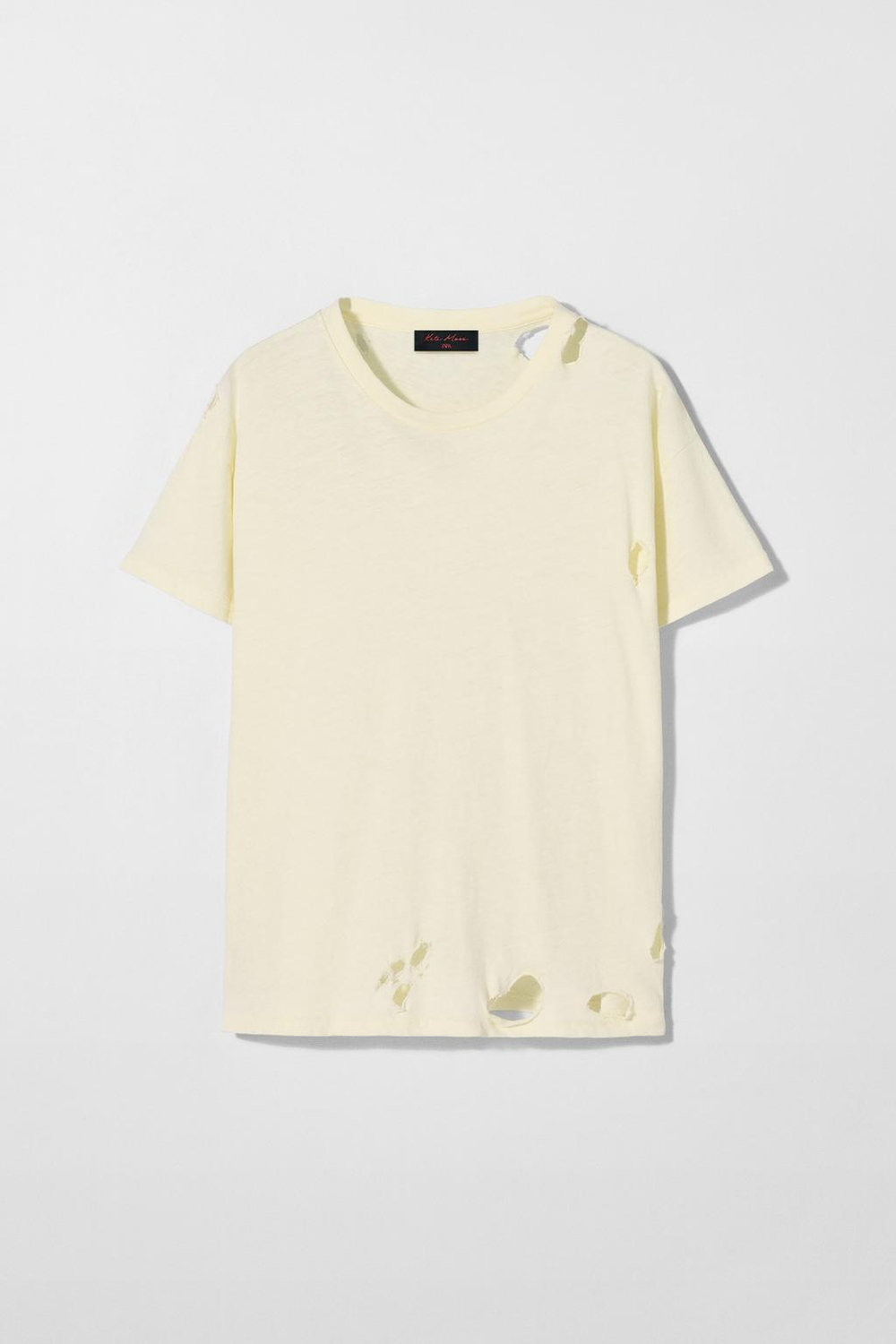 ZARA X KATE MOSS ХЛОПКОВАЯ ФУТБОЛКА, ЖЕЛТОВАТО-БЕЛЫЙ