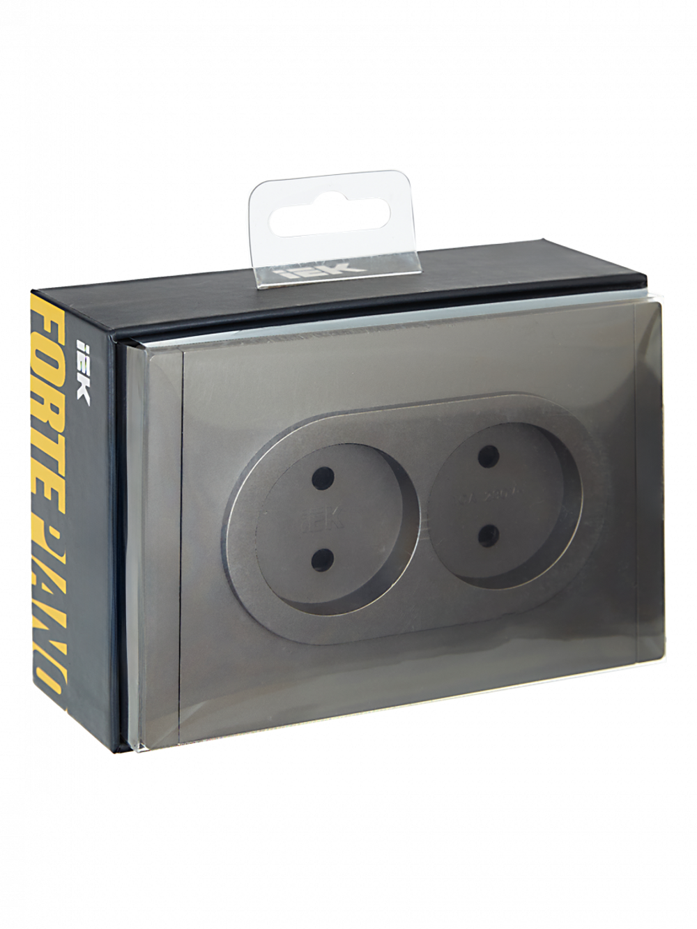 FORTE&PIANO Розетка 2-местная без заземления с защитными шторками безвинтовое крепление 10А FP525 сталь IEK