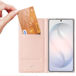 Чехол книжка розового цвета для смартфона Samsung Galaxy S26 Ultra, серия Skin Pro Series от Dux Ducis