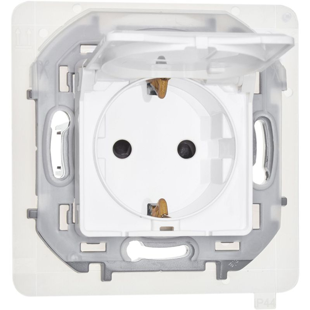 Розетка 1-м СП Inspiria 16А IP44 250В 2P+E защ. шторки с крышкой немецк. стандарт механизм бел. IEK 673740