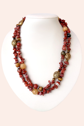 бусы Мирослава из красной яшмы и авантюрина