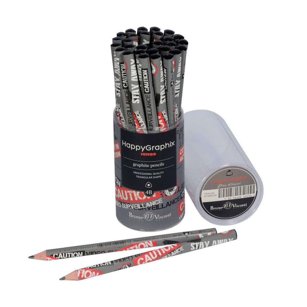 Карандаш ч/г 3,5мм "HappyGraphix Jumbo. Keep Away. Video camera" 4В (Альт)