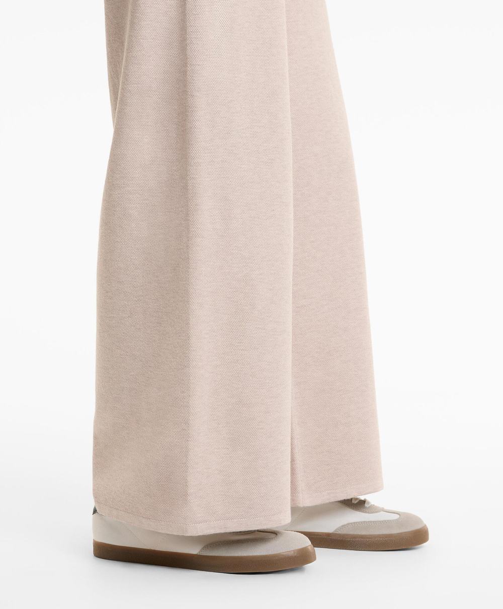 OYSHO Широкие прямые брюки из пике-трикотажа, светло-бежевый