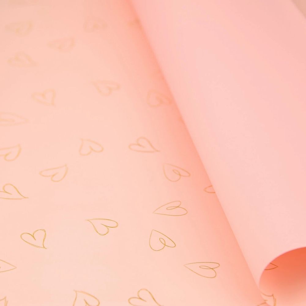 ЛИСТ &quot;СЕРДЕЧКИН&quot; 58*58/20шт РОЗОВЫЙ/ЗОЛОТО