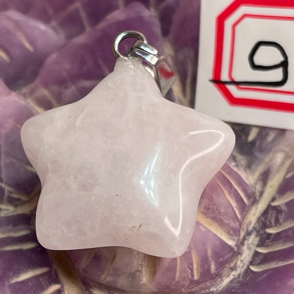 37188 Розовый кварц Кулон Звезда 20мм