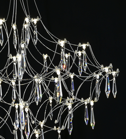 Подвесная люстра светодиодная с пультом и хрустальными подвесками Asfour MyFar Allegria MR2641-66P-76AP