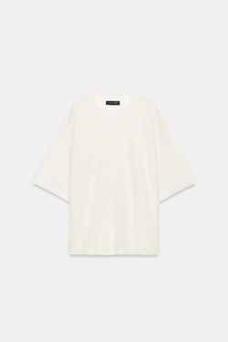 ZARA ТОП ОВЕРСАЙЗ ИЗ РЕЛЬЕФНОГО ТРИКОТАЖА, ЭКРЮ