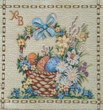 Декоративная сервировочная салфетка из гобелена  Пасхальная корзина (32*32)