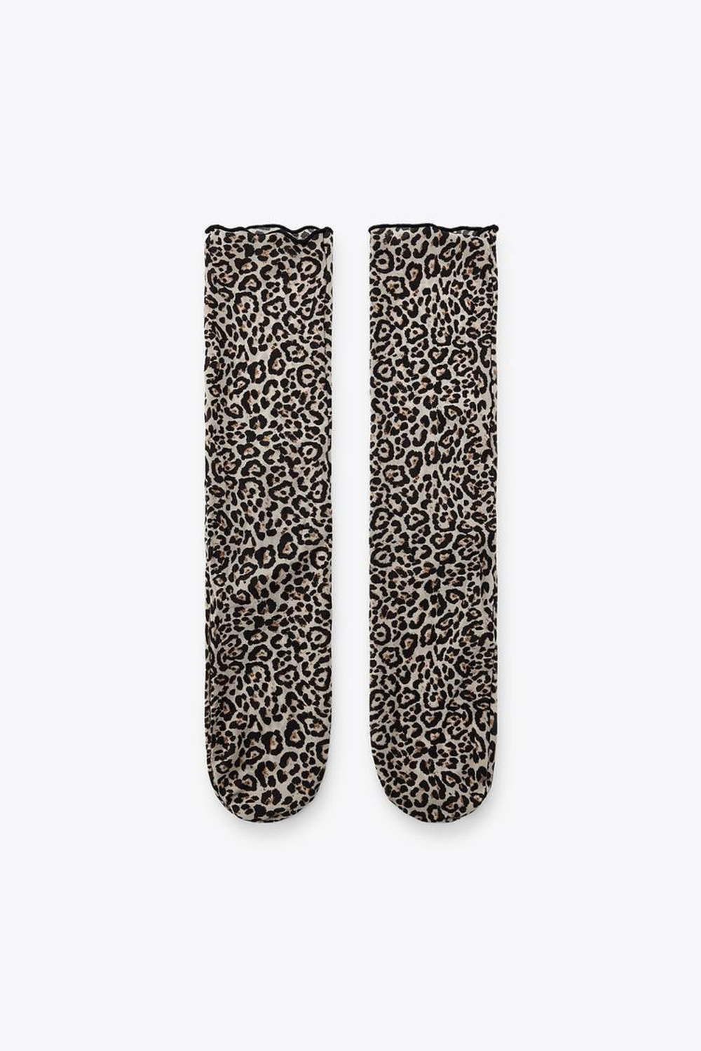 ZARA НОСКИ ДО СЕРЕДИНЫ ИКР С АНИМАЛИСТИЧЕСКИМ ПРИНТОМ, ЛЕОПАРДОВЫЙ