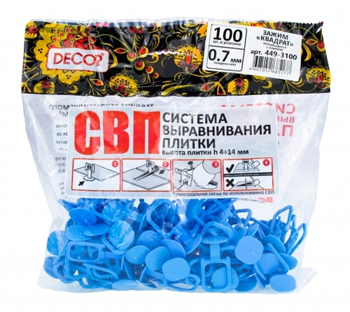 ЗАЖИМ КВАДРАТ СВП 100ШТ 0,7ММ 449-3100