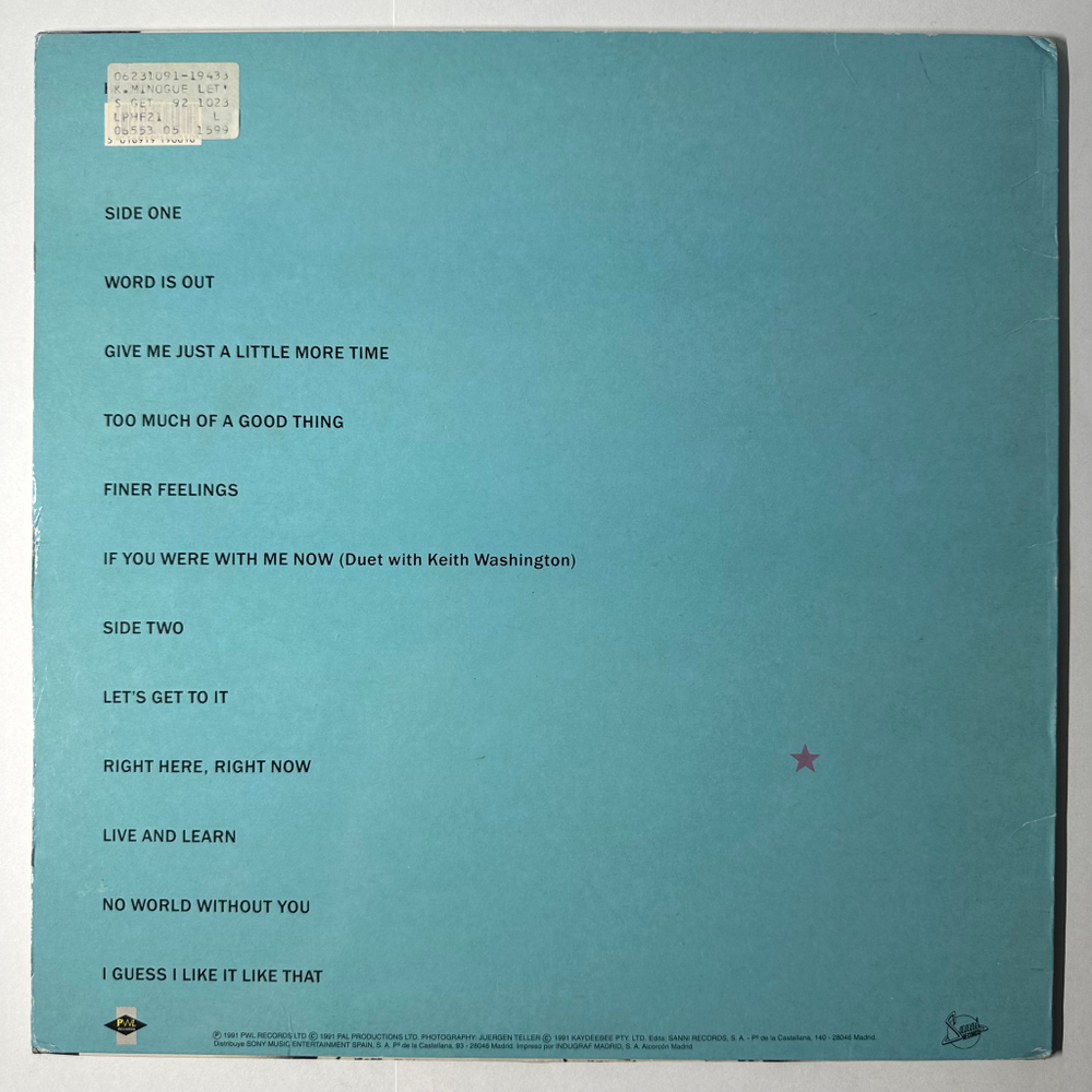 Kylie Minogue ‎– Let's Get To It (Испания 1991г.)