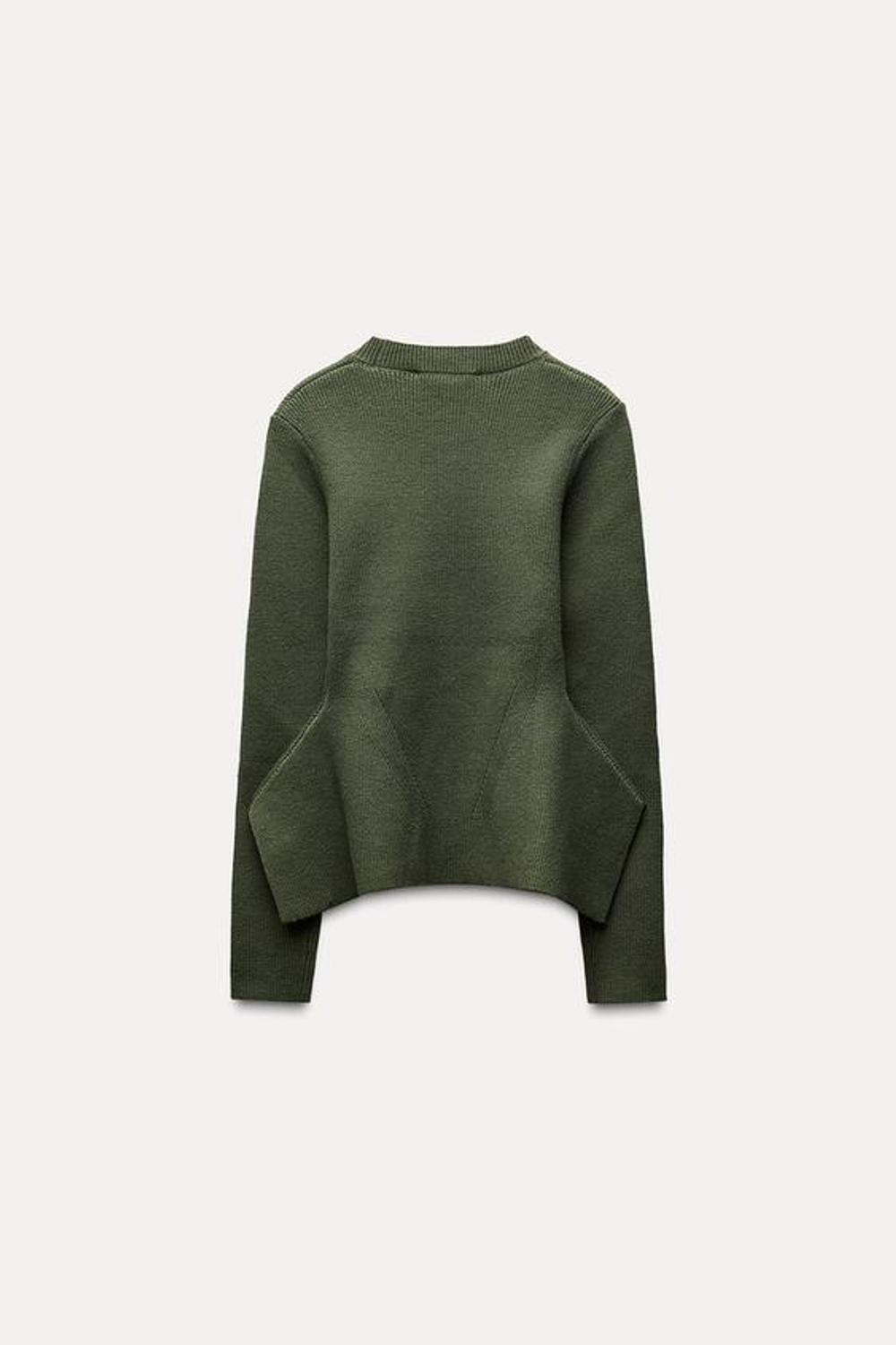 ZARA СВИТЕР С БАСКОЙ, ЗЕЛЕНЫЙ