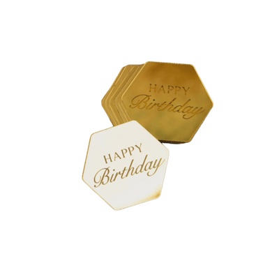 Топпер фигурный "Happy Birthday" №15, цвет золото, 5 шт.