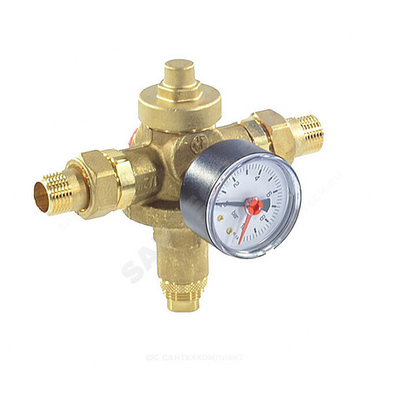 Регулятор давления мембранный латунь R153MK Ду 25 Ру25 1" НР/"американка" Рн=1,5 - 7бар с манометром Giacomini R153MY105