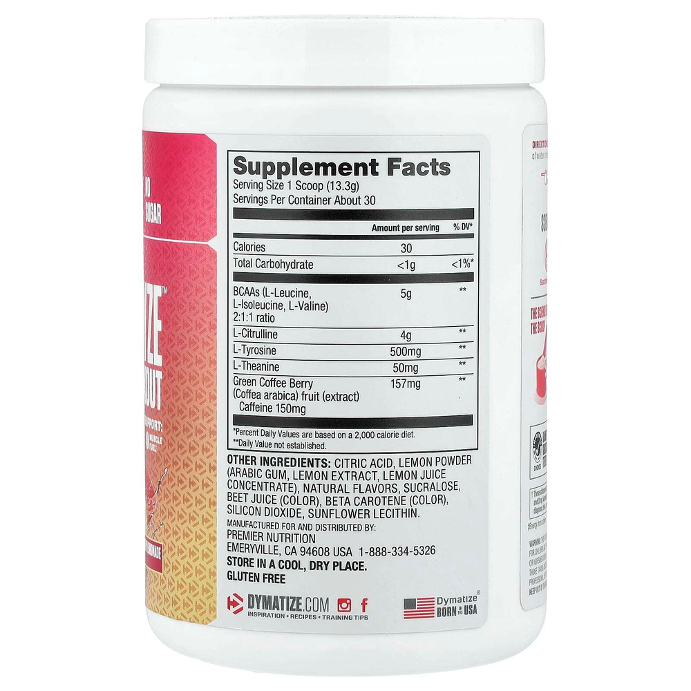 Dymatize, Energyze™, предтренировочный комплекс, со вкусом клубничного лимонада, 400 г (14,1 унции)