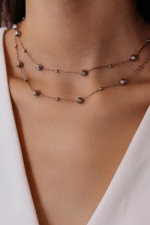 Колье двойное "QUIET LUXURY" с алмазными шарами в серебре