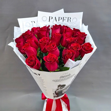 Букет из 25 роз сорта "Эксплорер" (Эквадор 60 см)