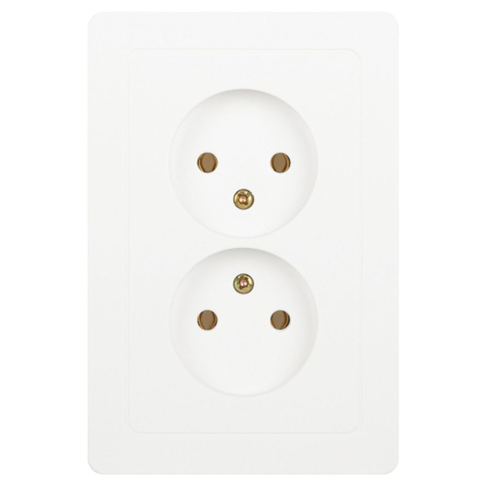 Розетка Intro Style 7-204-01 двойная без заземления 2х2P, 16А-250В, IP20, СУ, белый | Intro