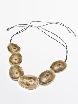 Massimo Dutti Ремень с овальными металлическими деталями, золотистый