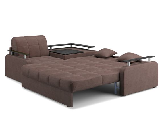 Диван угловой с Баром Денвер 1,6 - Velutto 23 шоколад/  коричневая накладка