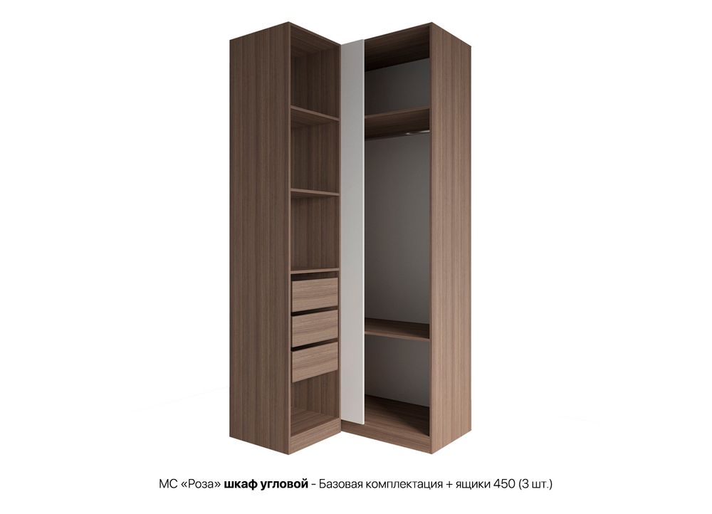 МС Роза Шкаф угловой 1100 Орех Франклин/Ройс Графит Скин, ДСВ Мебель