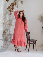 Льняное бохо платье (малиновый)