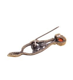 AM-3463 Брошь «Котёнок Васька» (латунь, янтарь)