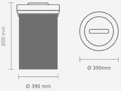 Ведро Brabantia 60л матовое черное габаритный чертеж