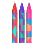 Ручка шариковая автоматическая Berlingo "Neonometry" синяя, 0,7мм, рисунок на корпусе, soft touch, ассорти