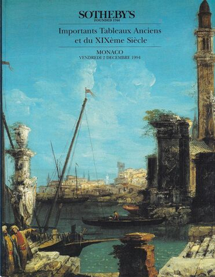 Каталог аукциона Sotheby's, Монако, Живопись старых мастеров XIX века от 2 декабря 1994 года