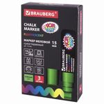 Маркер меловой "POP-ART" ЗЕЛЕНЫЙ, 15 мм, сухостираемый, для гладких поверхностей, BRAUBERG, 151542