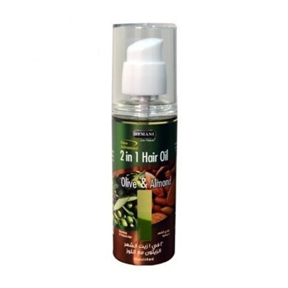 Масло для волос Hemani Olive Almond 2в1 Олива и миндаль Питает, увлажняет для жирных волос 120 мл.