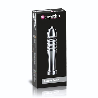 Ребристый фаллоимитатор для электростимуляции Funky Fella Rill Dildo - 13 см. (Цвет: серебристый)