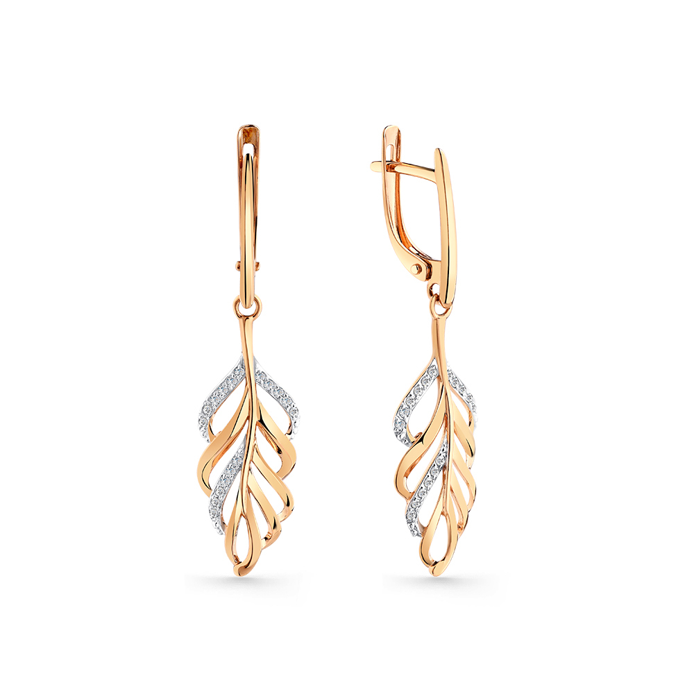 Серьги из золота 585 пробы с Фианит