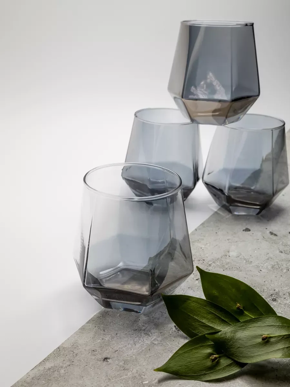 Набор шестигранных бокалов рокс, 330мл, черные, 6 шт.