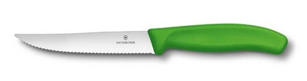 Нож для стейка и пиццы SwissClassic Gourmet 12 см с серейторной заточкой зелёный VICTORINOX 6.7936.12L4
