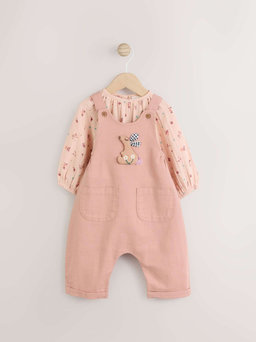 Боди с длинным рукавом и комбинезон в комлекте для малышей Next E65-355, Розовый