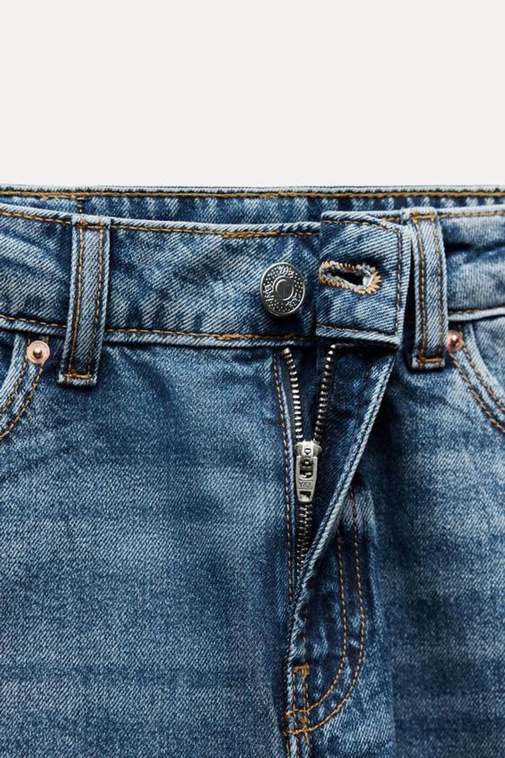 ZARA ДЖИНСЫ-КЮЛОТЫ Z1975 С ВЫСОКОЙ ПОСАДКОЙ И РЕМНЕМ, ВЫЦВЕТШИЙ СИНИЙ