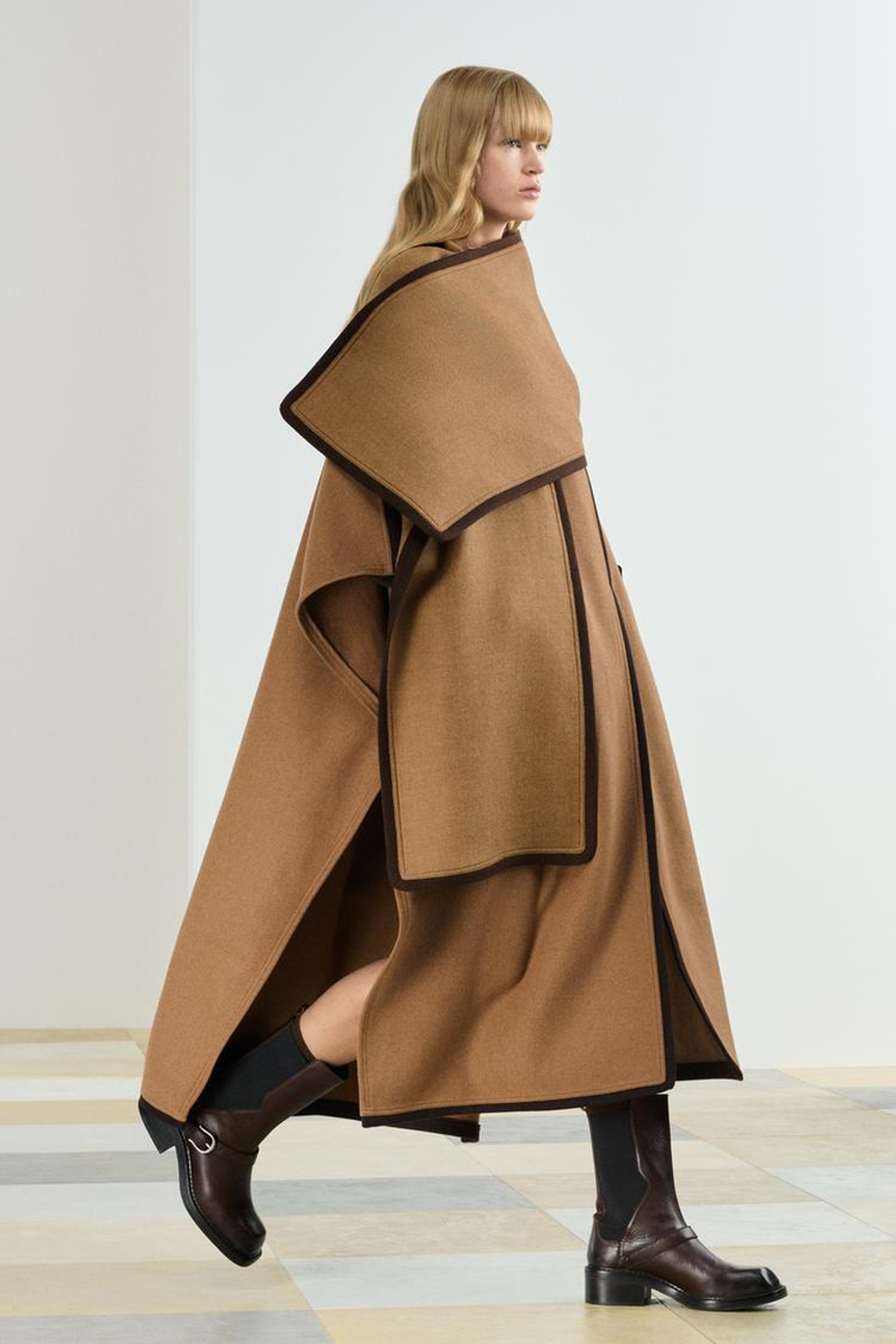 ZARA КАШЕМИРОВОЕ ПАЛЬТО, ТАБАЧНЫЙ