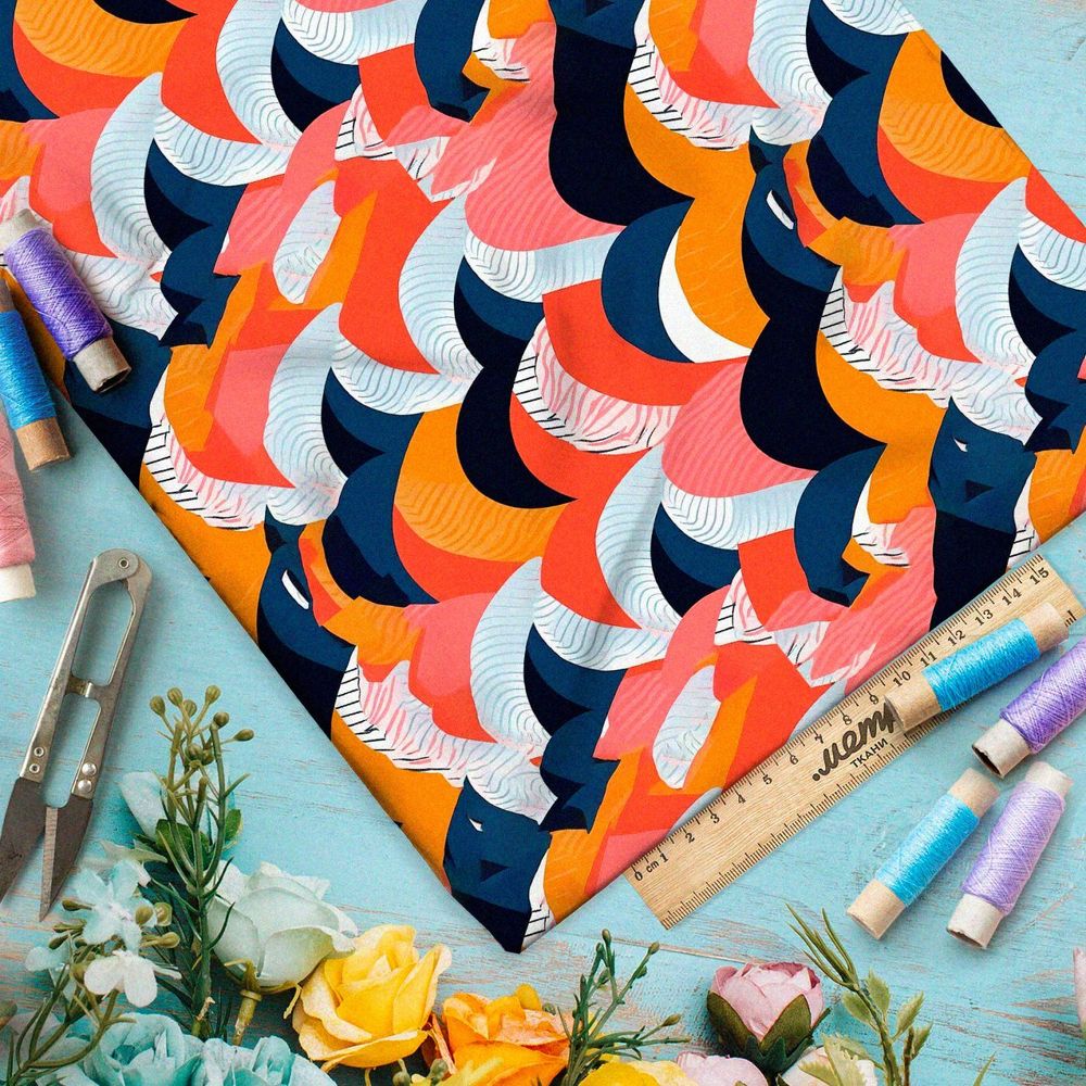 Ткань премиум бифлекс ретро штрихи элегантности