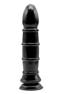 Чёрный анальный фаллоимитатор с рёбрышками Anal Munition Huge Butt Plug - 28,5 см.