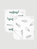 Сет из 2х муслиновых салфеток для кормления Mjölk Молоко/Крокодилы