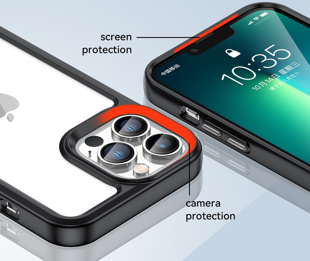 Прозрачный защитный чехол с черными рамками для смартфона iPhone 13 Pro, увеличенные защитные свойства