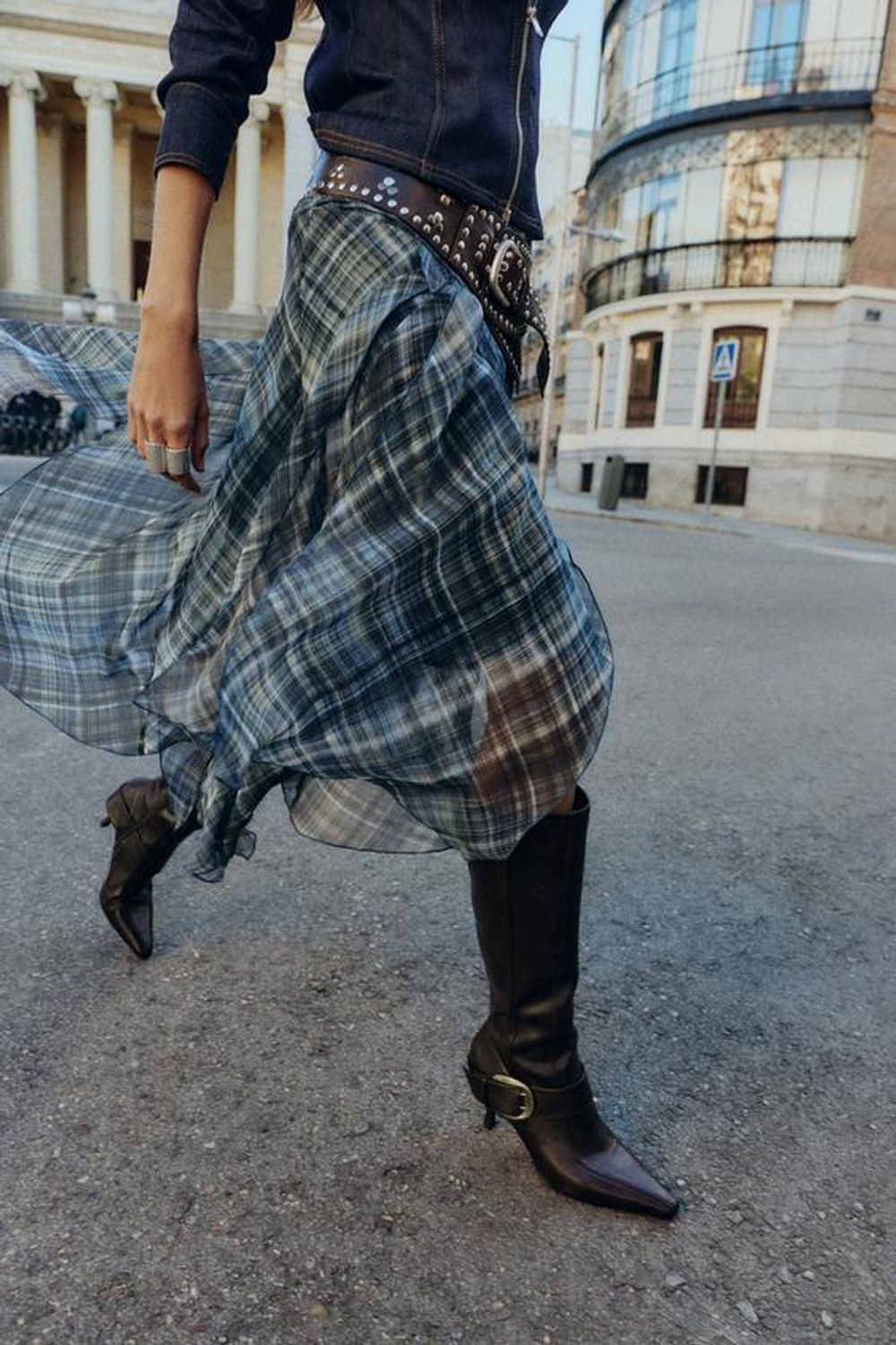 ZARA ЮБКА МИДИ АСИММЕТРИЧНАЯ В КЛЕТКУ, РАЗНОЦВЕТНЫЙ