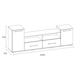 Тумба под ТВ Парус 2, венге/дуб молочный