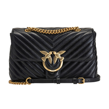 Сумка Pinko Puff V-pattern Quilted Chain Sheepskin Patchwork Cowhide Swallow Bag Shoulder Messenger Bag Black, 1P22JR-Y7SQ-Z99Q
