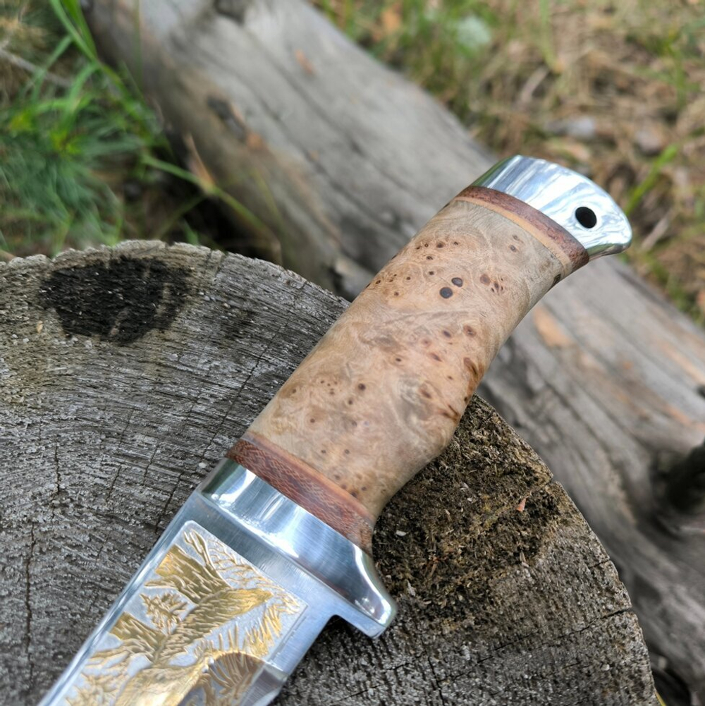 Нож коллекционный НС-13 позолота, гравировка (Златоуст)